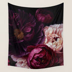 Nostalgic Lush Baroque Night Flowers Wall Tapestry Gallery Image 4