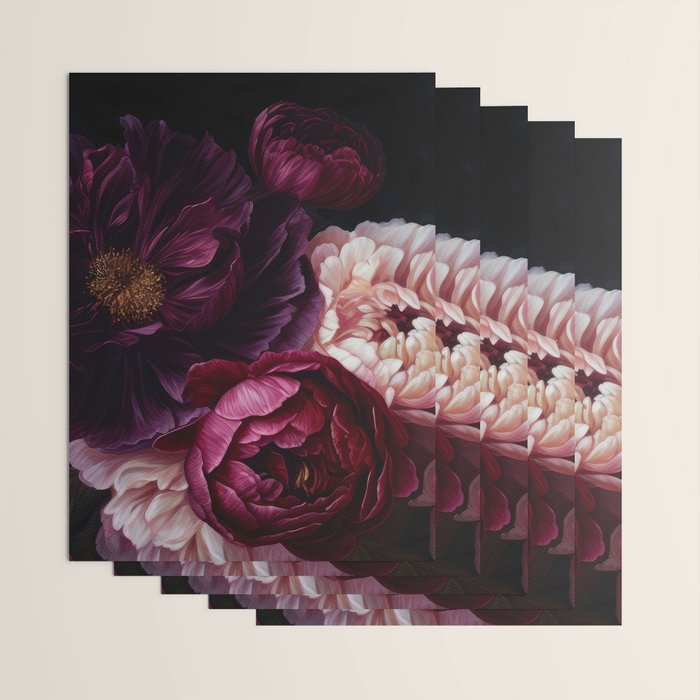 Nostalgic Lush Baroque Night Flowers Wrapping Paper Gallery Image 3