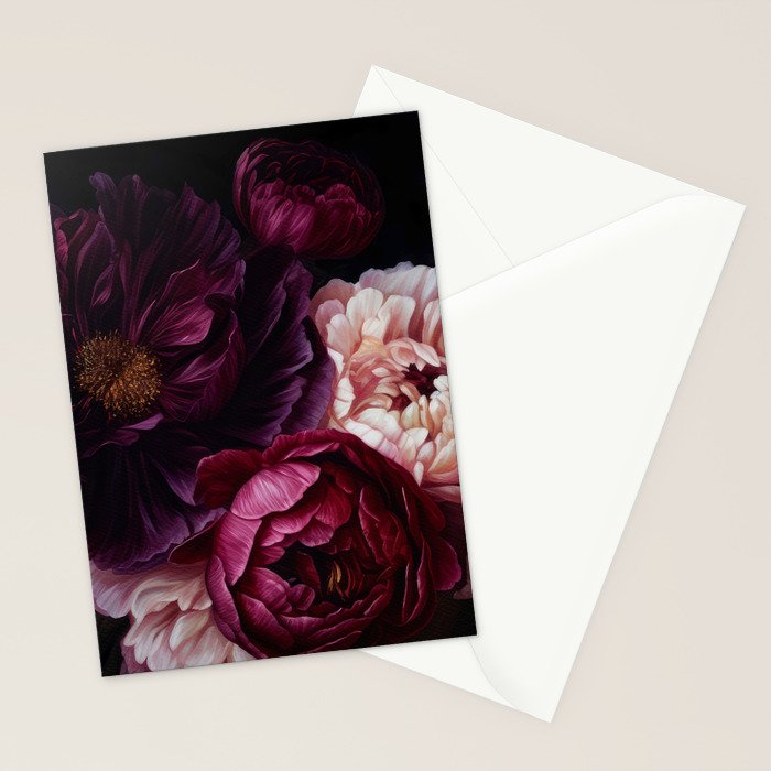 Nostalgic Lush Baroque Night Flowers Stationery Card Gallery Image 2