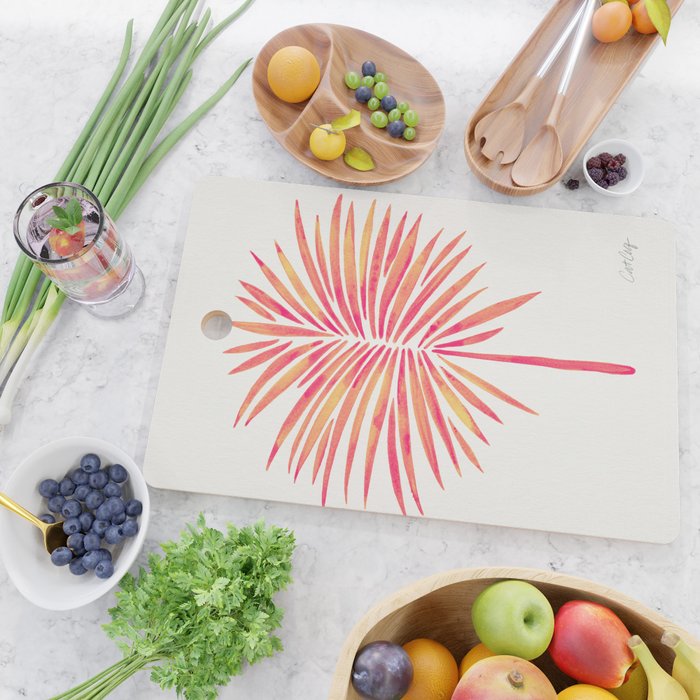 Tropical Fan Palm - Pink Palette Cutting Board Gallery Image 2