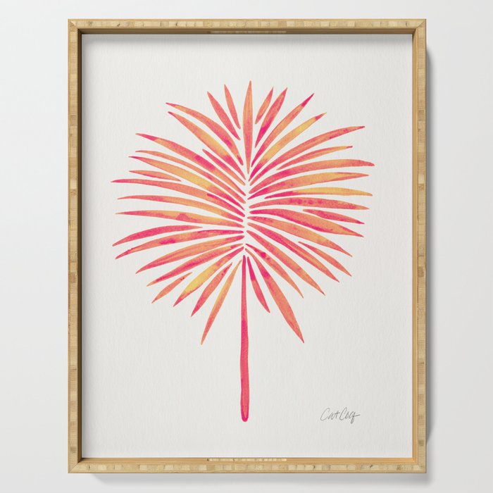 Tropical Fan Palm - Pink Palette Serving Tray Gallery Image 1