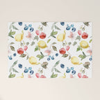 Lemon Berries and Cherries Watercolor Pattern Welcome Mat Gallery Image 1