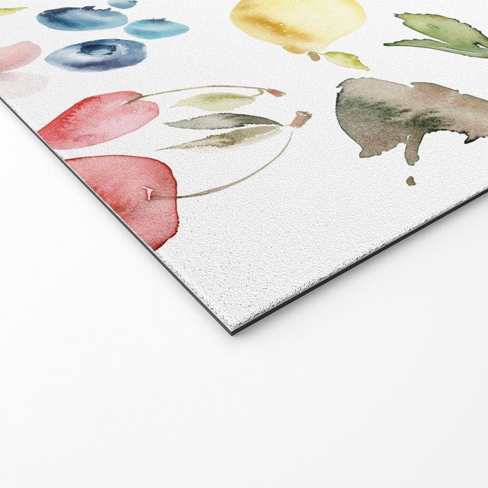 Lemon Berries and Cherries Watercolor Pattern Welcome Mat Gallery Image 2
