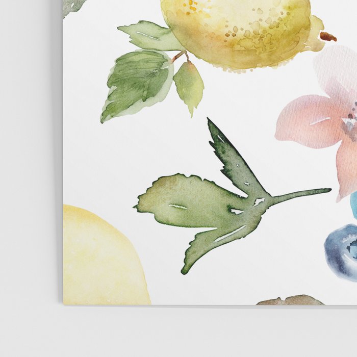 Lemon Berries and Cherries Watercolor Pattern Poster Gallery Image 3