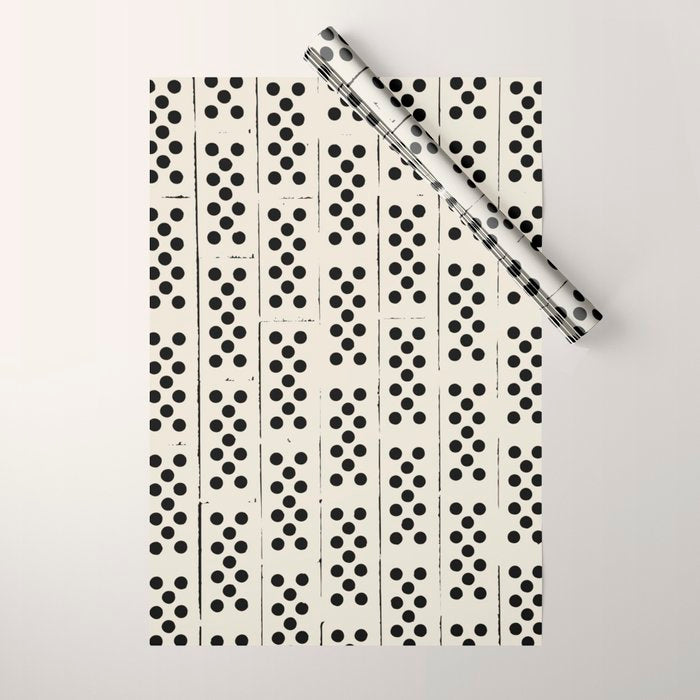 Dominos Pattern - monochrome hand-drawn  Wrapping Paper Gallery Image 1