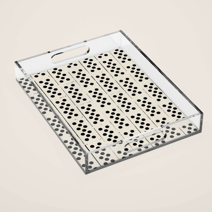Dominos Pattern - monochrome hand-drawn  Acrylic Tray Gallery Image 1
