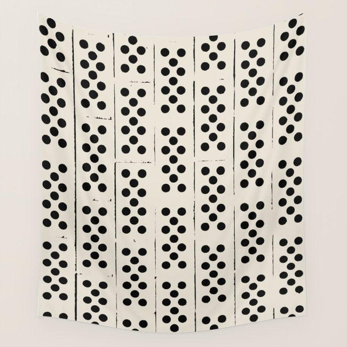 Dominos Pattern - monochrome hand-drawn  Wall Tapestry Gallery Image 4