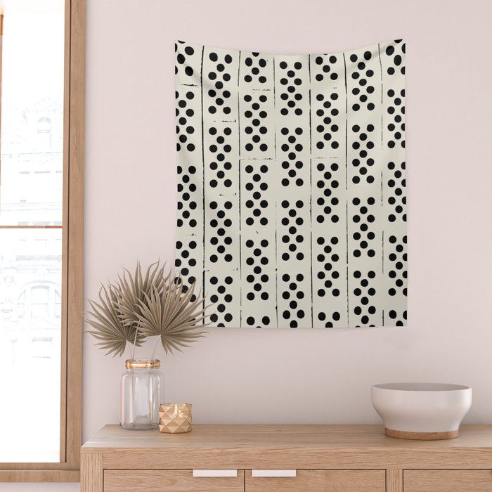 Dominos Pattern - monochrome hand-drawn  Wall Tapestry Gallery Image 2
