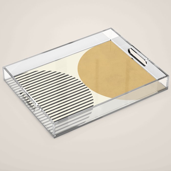 Semicircle Stripes - Gold Acrylic Tray Gallery Image 1