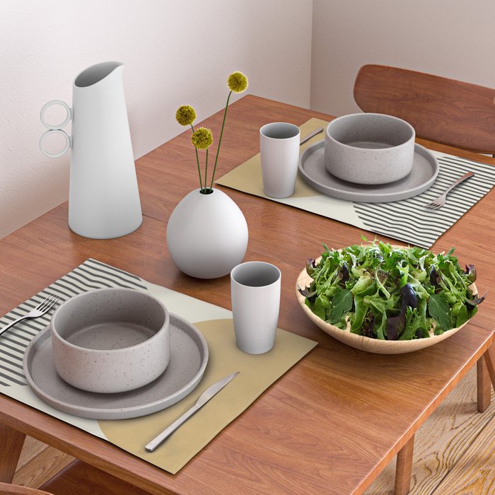 Semicircle Stripes - Gold Placemat Gallery Image 2