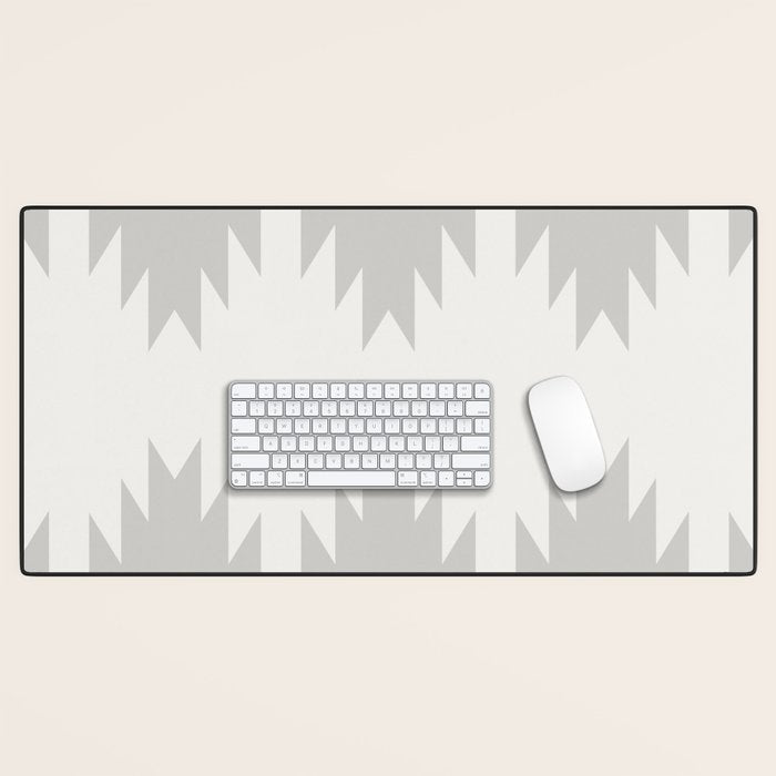 Geometric Southwestern Minimalism - White and Grey Desk Mat Gallery Image 1