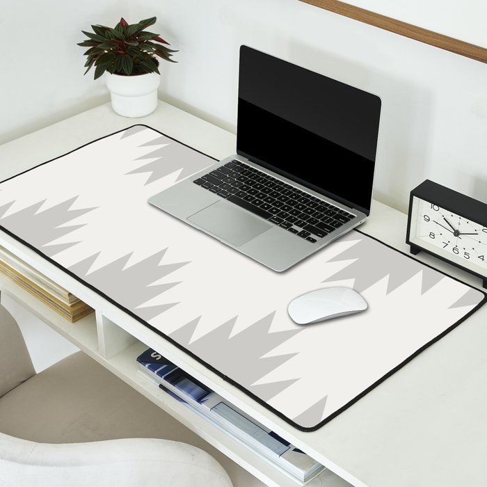 Geometric Southwestern Minimalism - White and Grey Desk Mat Gallery Image 2