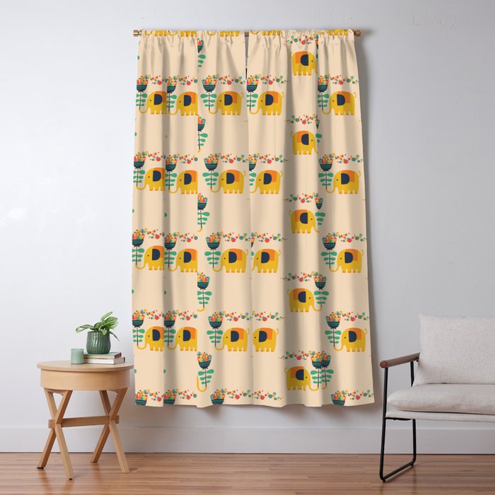 Elephant with giant flower Window Curtain Gallery Image 5
