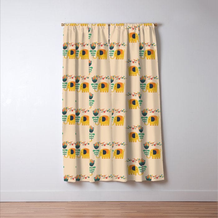 Elephant with giant flower Window Curtain Gallery Image 3