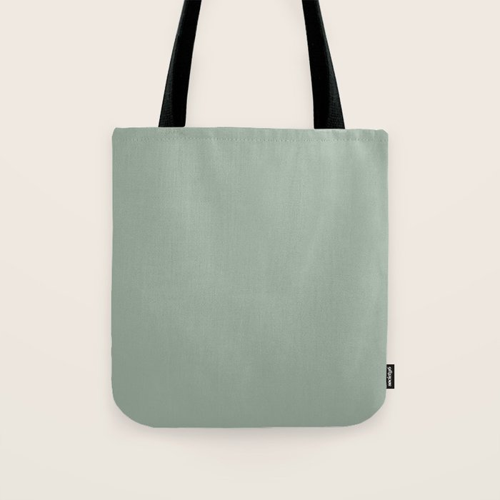 Neutral Sage Grey III Solid Color Tote Bag Gallery Image 1