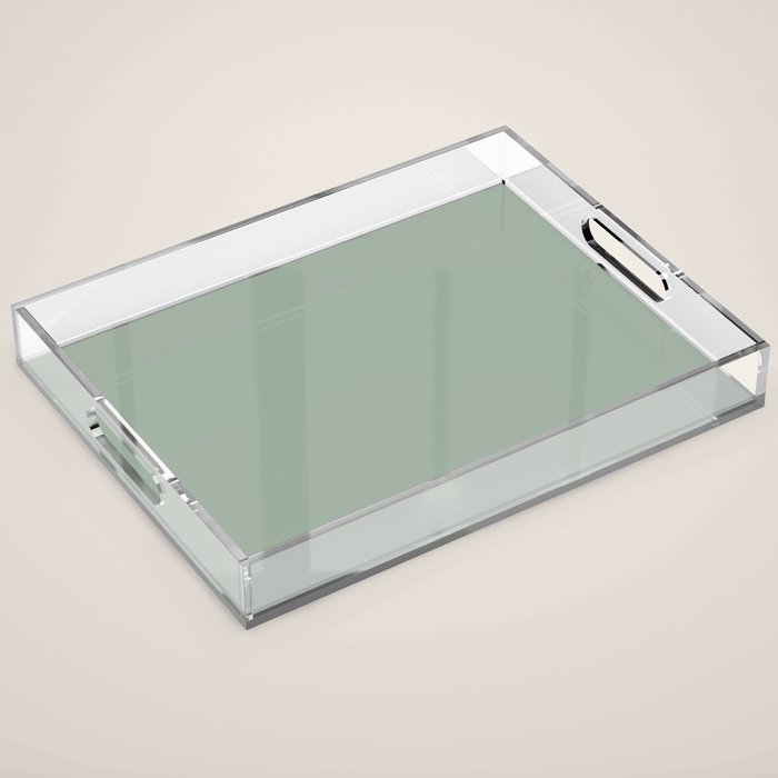 Neutral Sage Grey III Solid Color Acrylic Tray Gallery Image 1