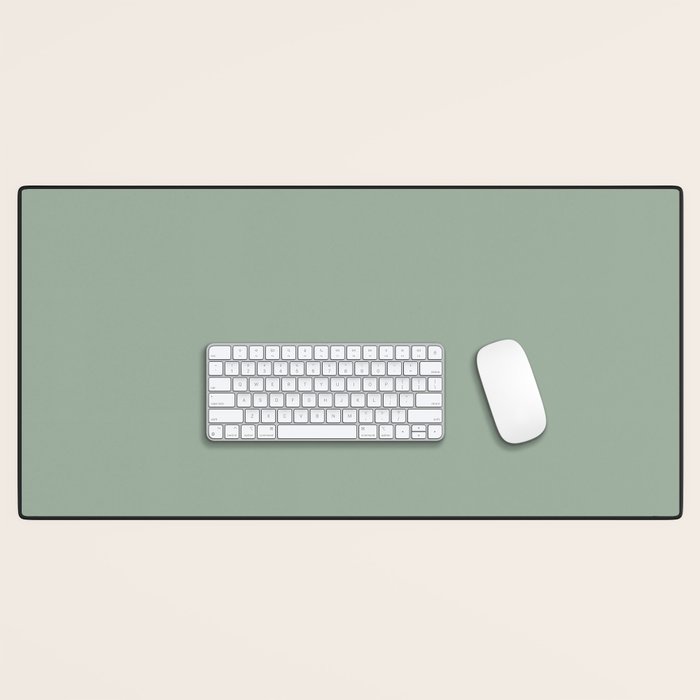 Neutral Sage Grey III Solid Color Desk Mat Gallery Image 1