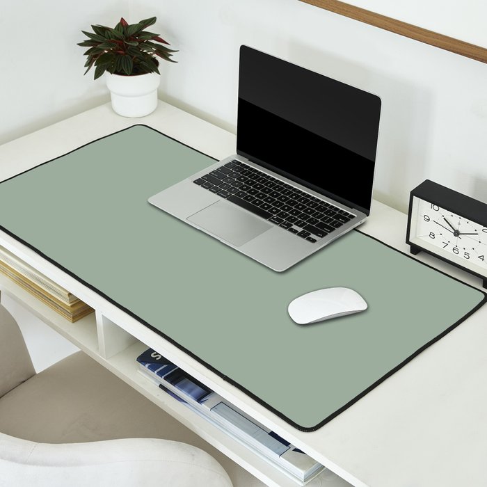 Neutral Sage Grey III Solid Color Desk Mat Gallery Image 2