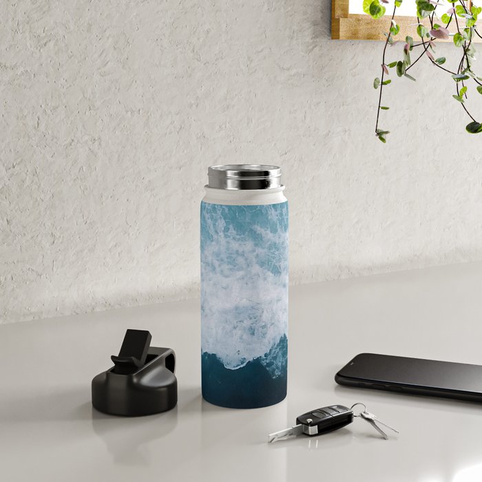 Abstract Wild Waves â Minimalism and Ocean Textures Water Bottle Gallery Image 4