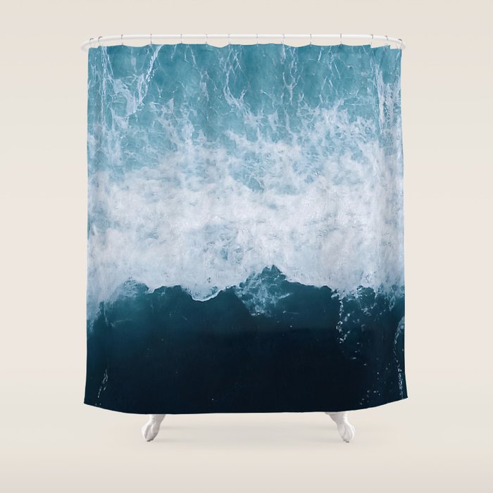 Abstract Wild Waves â Minimalism and Ocean Textures Shower Curtain Gallery Image 1