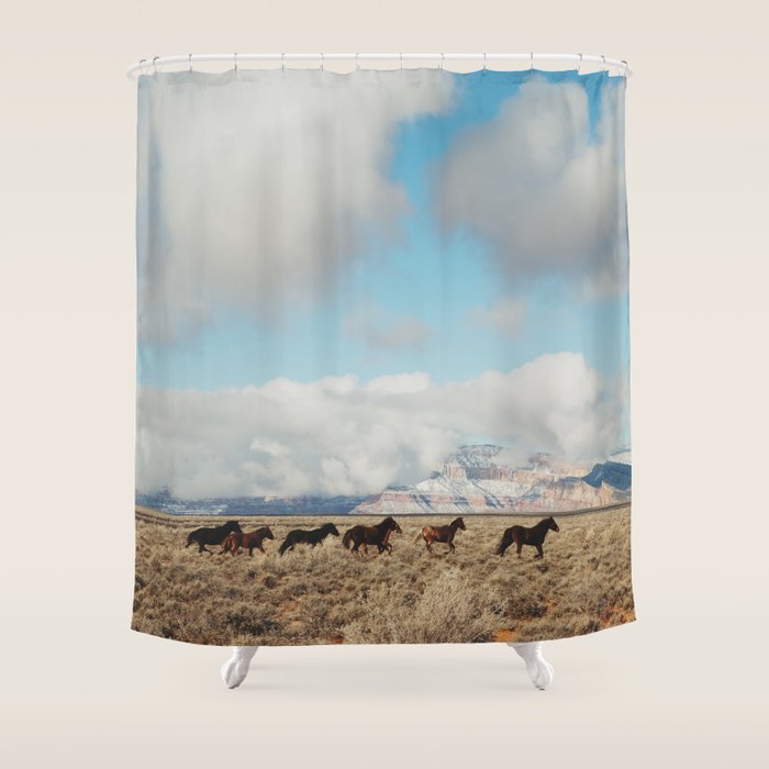 Running Reservation Horses Shower Curtain Gallery Image 1