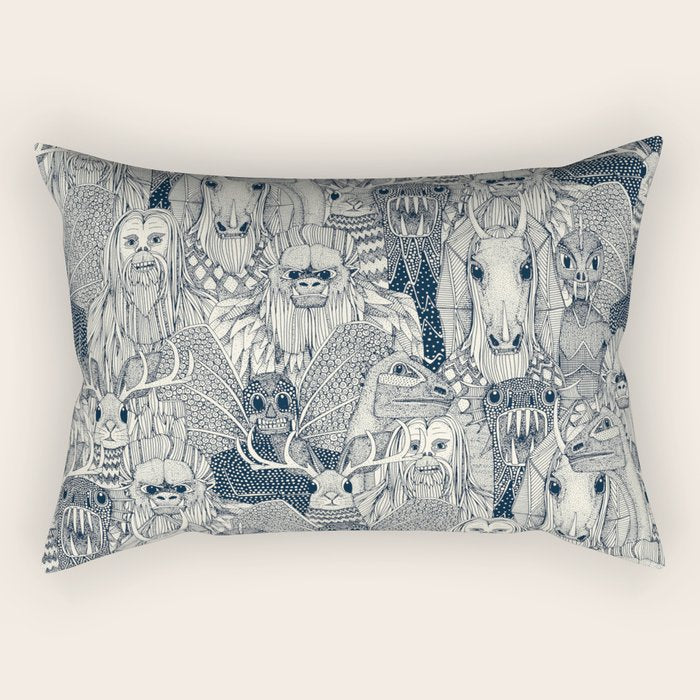 cryptid crowd indigo pearl Rectangular Pillow Gallery Image 1
