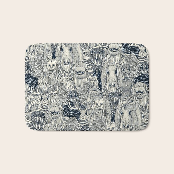 cryptid crowd indigo pearl Bath Mat Gallery Image 1