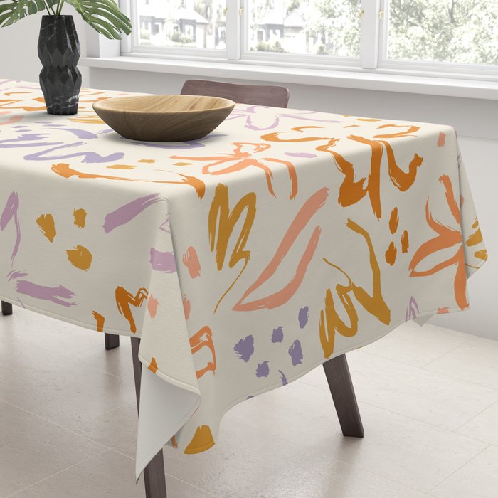 Colorful abstract flower art pattern Tablecloth Gallery Image 3