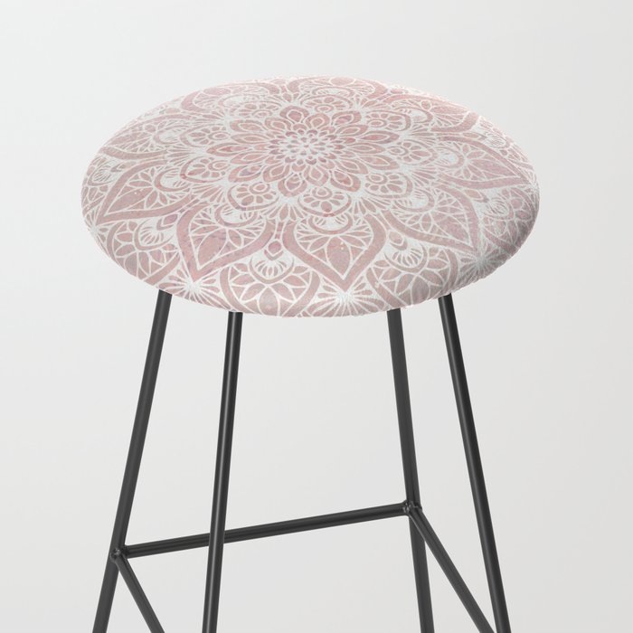 Mandala Yoga Love, Blush Pink Floral Stool Gallery Image 2