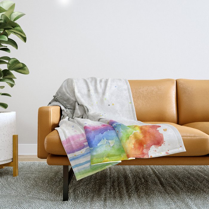 Rainbow Baby Elephant Throw Blanket Gallery Image 1