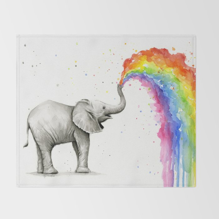 Rainbow Baby Elephant Throw Blanket Gallery Image 2