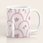 Rustic scallop floral block print - dusty rose pink pattern Coffee Mug Gallery Image 1