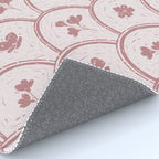 Rustic scallop floral block print - dusty rose pink pattern Rug Gallery Image 4