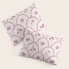 Rustic scallop floral block print - dusty rose pink pattern Pillow Sham Gallery Image 3