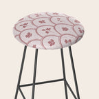 Rustic scallop floral block print - dusty rose pink pattern Stool Gallery Image 2