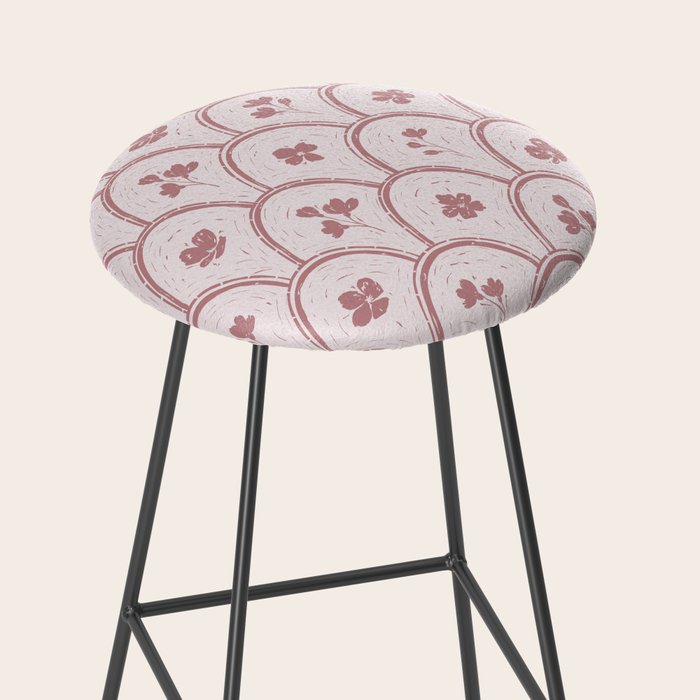 Rustic scallop floral block print - dusty rose pink pattern Stool Gallery Image 2