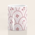 Rustic scallop floral block print - dusty rose pink pattern Coffee Mug Gallery Image 4