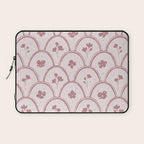 Rustic scallop floral block print - dusty rose pink pattern Laptop Sleeve Gallery Image 1
