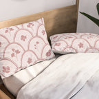 Rustic scallop floral block print - dusty rose pink pattern Pillow Sham Gallery Image 2