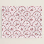 Rustic scallop floral block print - dusty rose pink pattern Jigsaw Puzzle Gallery Image 1