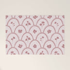 Rustic scallop floral block print - dusty rose pink pattern Welcome Mat Gallery Image 1