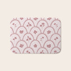 Rustic scallop floral block print - dusty rose pink pattern Bath Mat Gallery Image 1