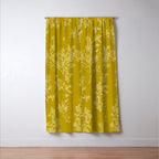 Botanical Cottage Pattern in Olive Chartreuse and Cream Window Curtain Gallery Image 3