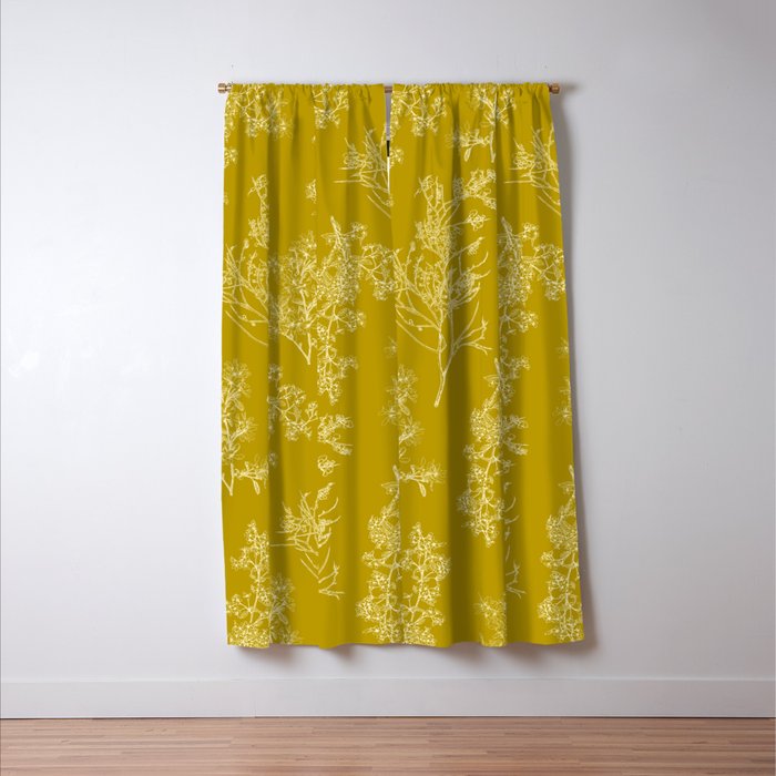 Botanical Cottage Pattern in Olive Chartreuse and Cream Window Curtain Gallery Image 3