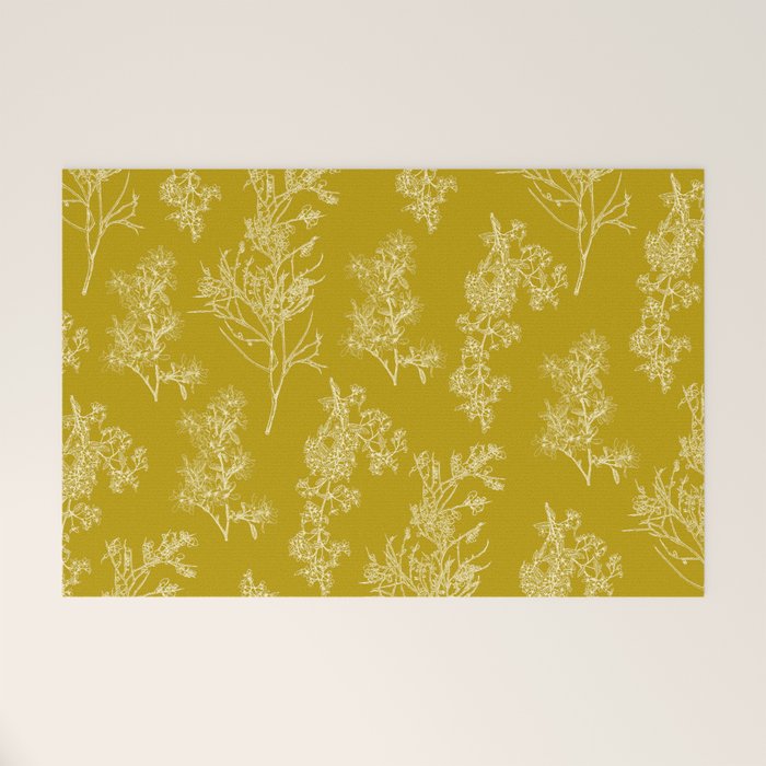 Botanical Cottage Pattern in Olive Chartreuse and Cream Welcome Mat Gallery Image 1