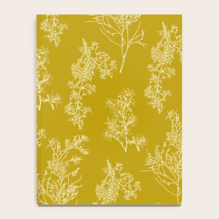 Botanical Cottage Pattern in Olive Chartreuse and Cream Notebook Gallery Image 4