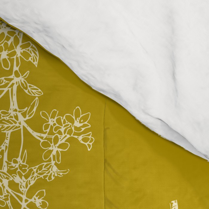Botanical Cottage Pattern in Olive Chartreuse and Cream Comforter Gallery Image 4