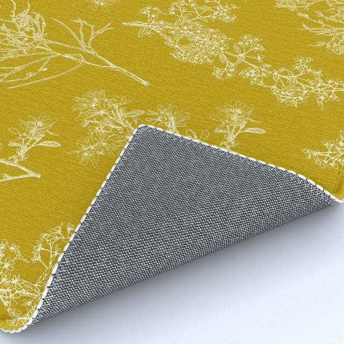 Botanical Cottage Pattern in Olive Chartreuse and Cream Rug Gallery Image 4