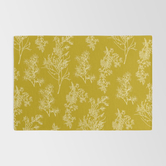 Botanical Cottage Pattern in Olive Chartreuse and Cream Rug Gallery Image 2