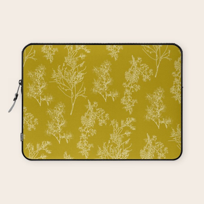 Botanical Cottage Pattern in Olive Chartreuse and Cream Laptop Sleeve Gallery Image 1
